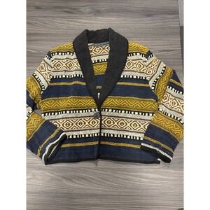 Vtg New Identity Crop Blazer Jacket Southwest Aztec Woven Boho Tapestry 90s M